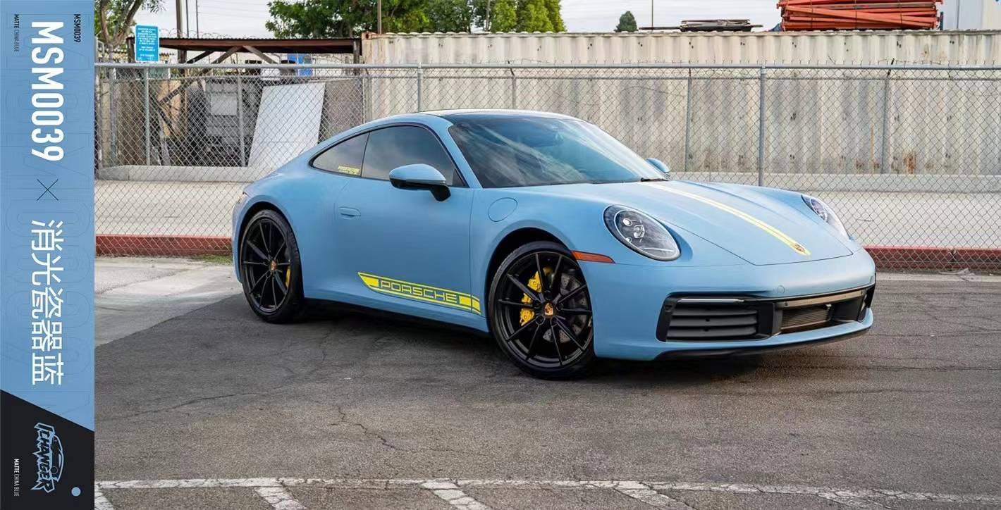 ichanger改色膜icr改色膜改变者保时捷911改色贴膜消光瓷器蓝