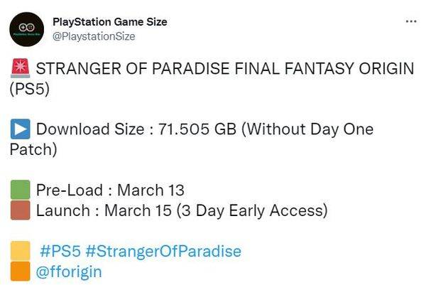 曝《最终幻想起源》PS5版容量为71GB左右 