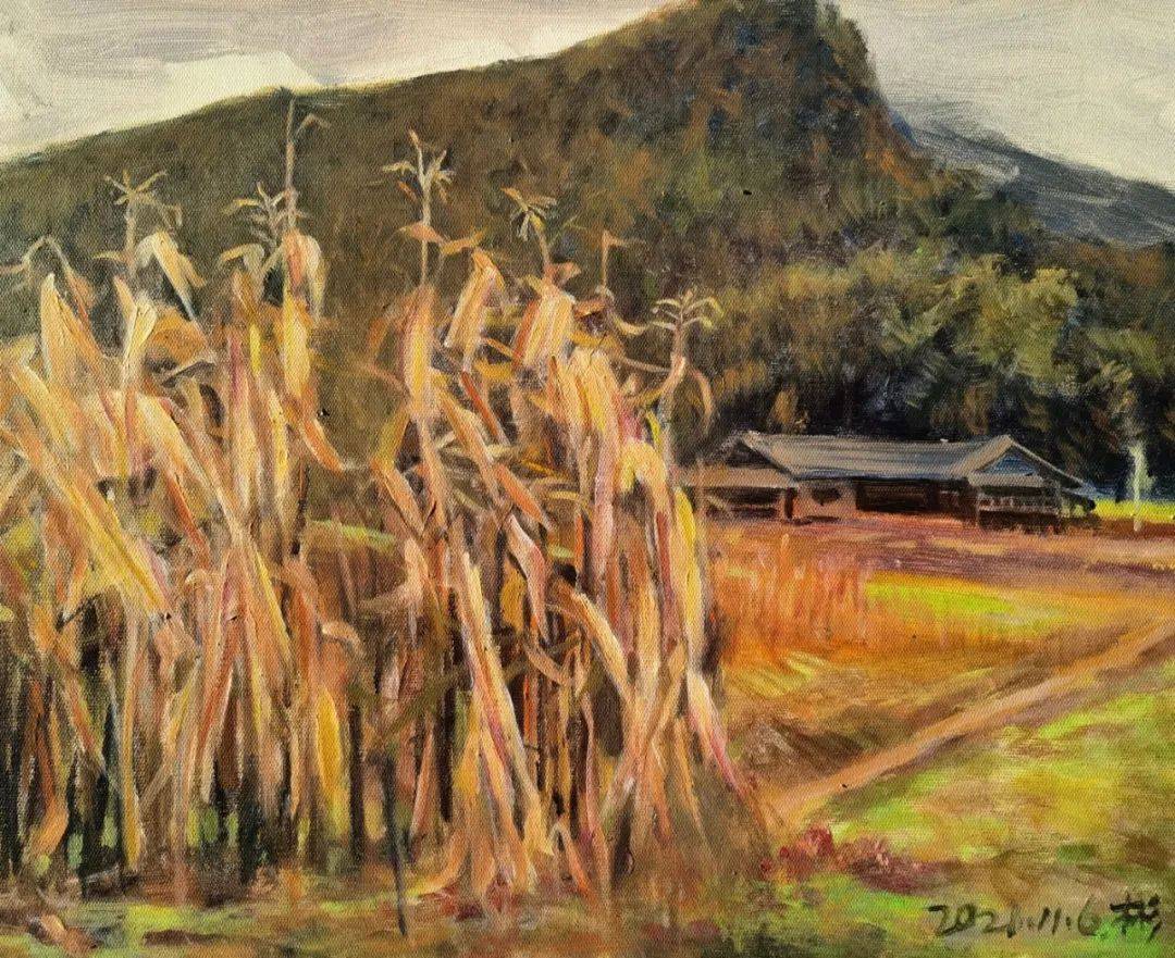 《戏唱玉米地》60x50cm▲《乱花渐欲迷人眼》60x50cm▲《梅溪》60