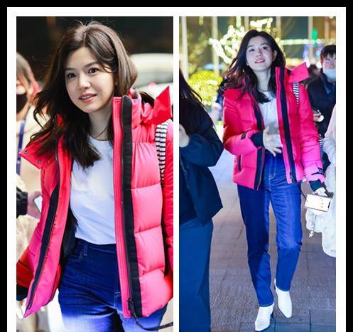 颜色 陈妍希长得好可爱,脸蛋圆润身材却很纤细,穿羽绒服都不胖