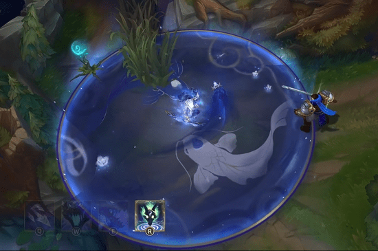 而当拉克丝的q技能命中敌方后,禁锢特效内则会出现仕女图的图案,这又