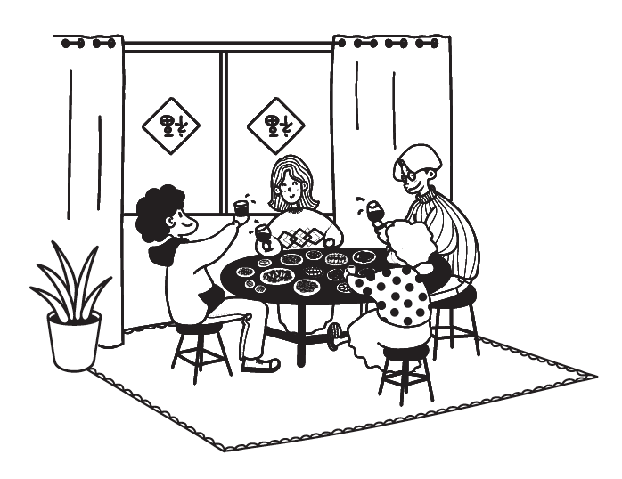 一家人围坐圆桌简笔画图片