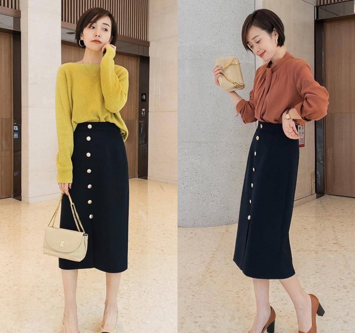 西装 立春，穿“半身裙”很有女人味，但要选对款式、搭对上衣才更优雅