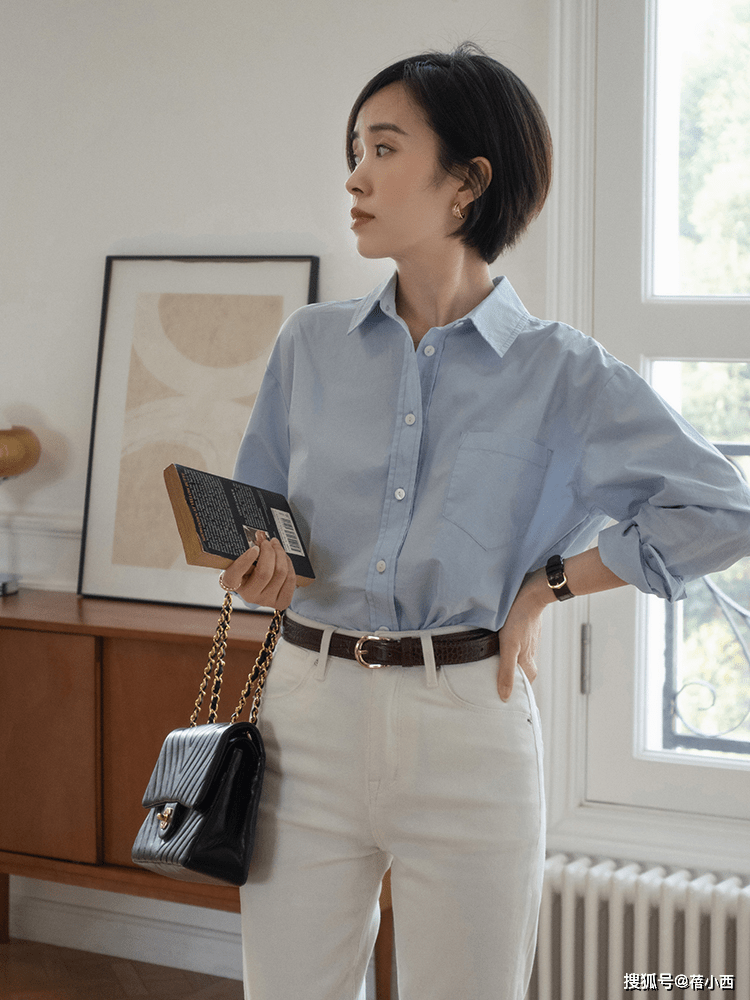黑色 春季还是穿“衬衫”最高级,搭配半身裙、牛仔裤、阔腿裤,好洋气