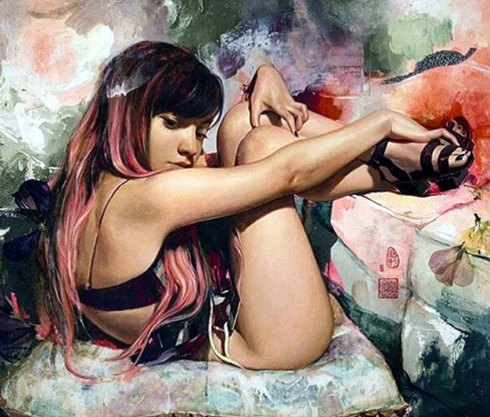 娇柔性感女性—韩国女画家soeymilk绘画艺术