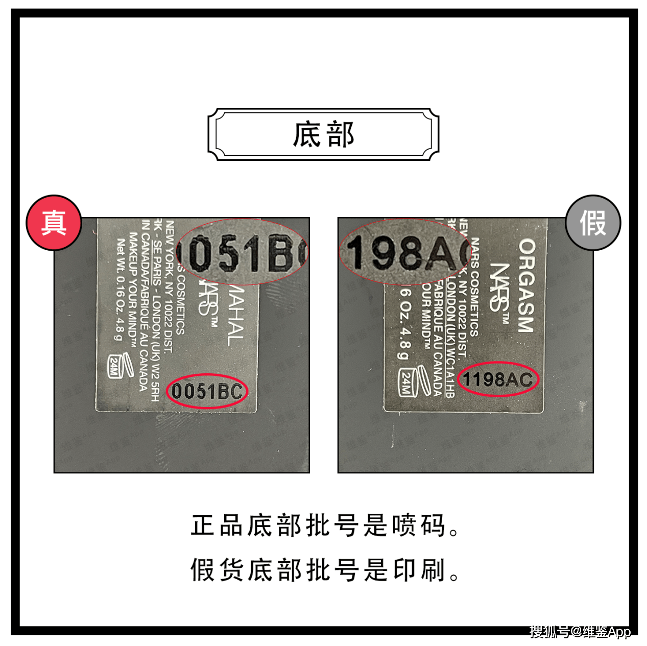 对比NARS/纳斯炫色腮红（#深喉）真假鉴别