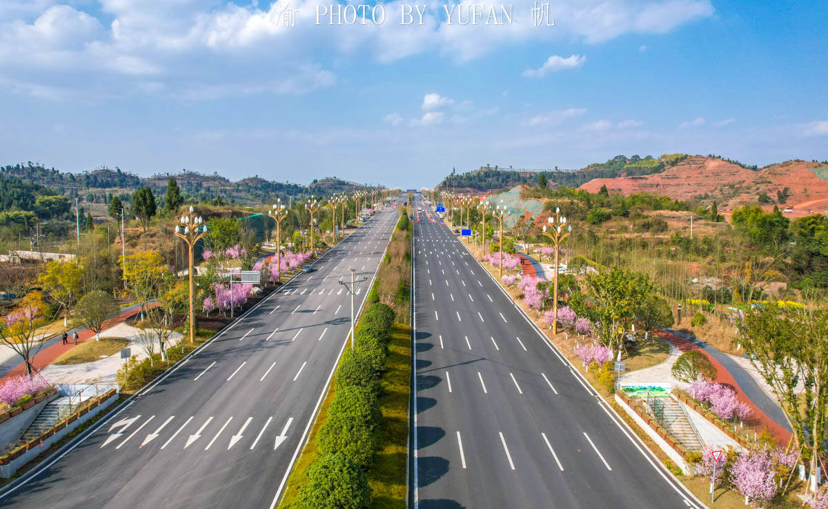 游客|重庆100米宽的潼南大道，成花团锦簇的景观大道，引大量游客打卡