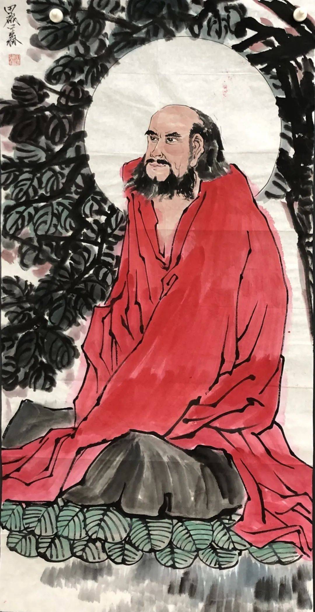 田启森笔下的达摩祖师,形与神相得益彰_甘竹轩_人物_作品