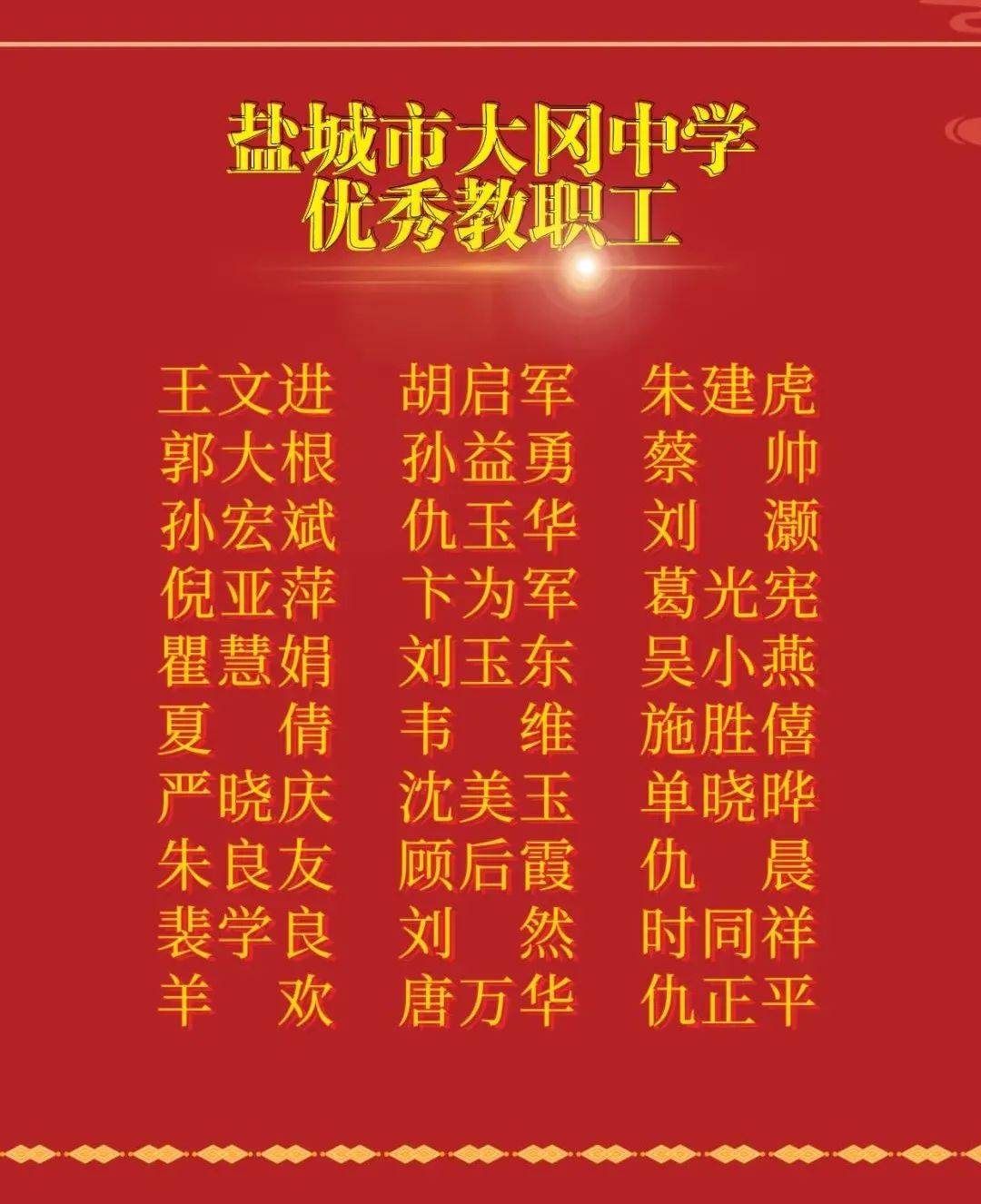 盐城市大冈中学召开20212022学年度第一学期优秀教职工表彰大会