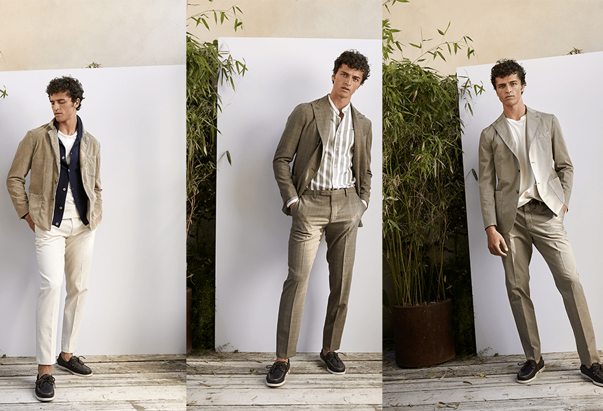 服装 Boglioli 2022春夏男装系列，海军蓝牛仔布和亚麻，西部元素与整齐裁剪结合