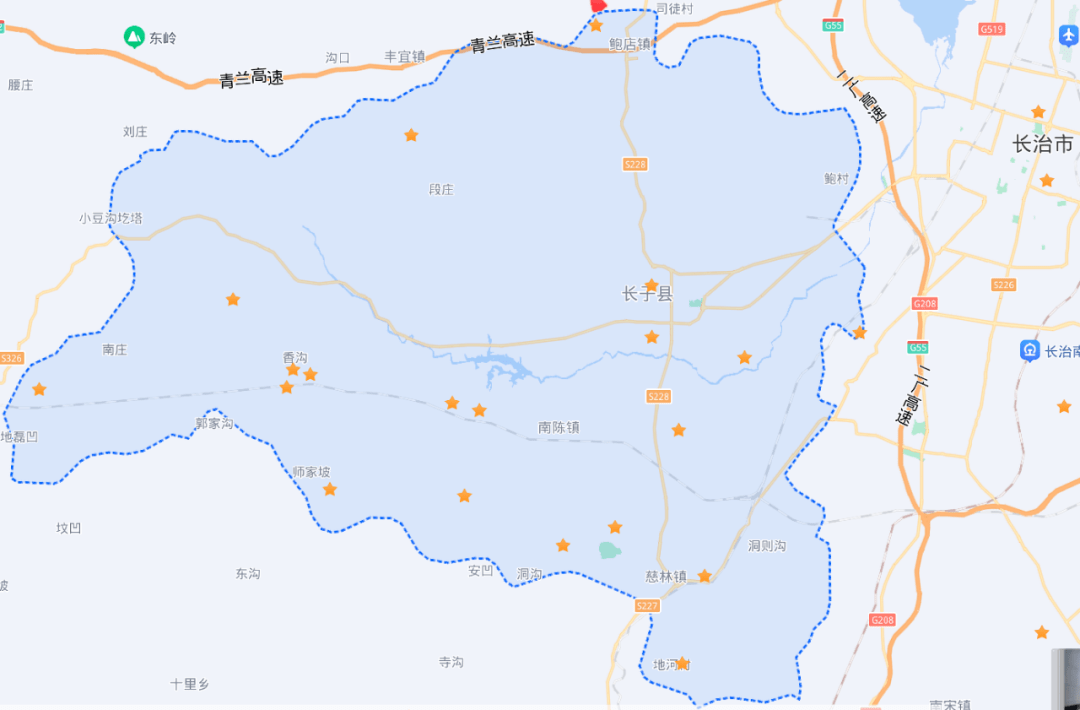 看地图地形,山西省省道228和省道326在长子县城十字交叉,北接长治市