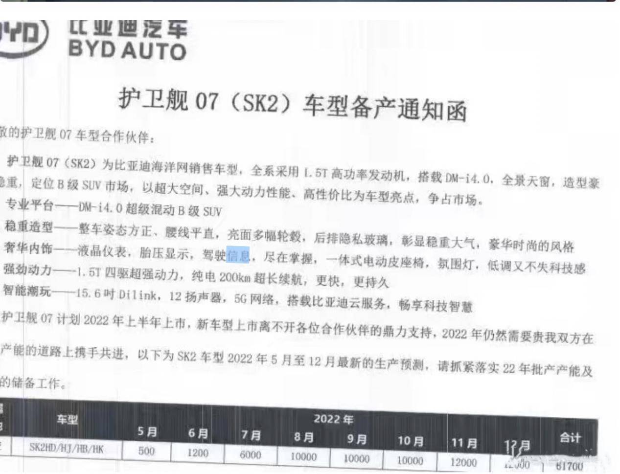 纯电续航0 中型混动suv 比亚迪护卫舰07月产量过万 乐惠车