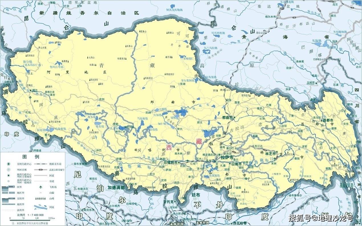 西藏自治区地图如果,从最南边的南沙群岛曾母暗沙往北到最北边的漠河