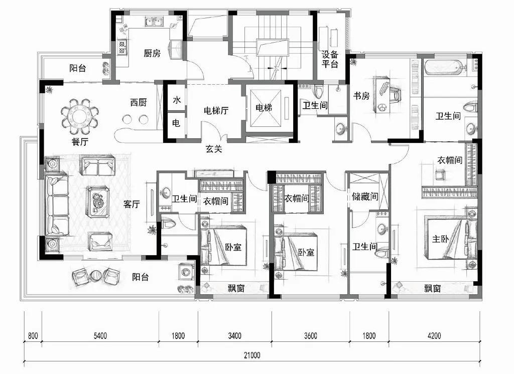 2米开间,约111米进深,实力演绎总统套房格局