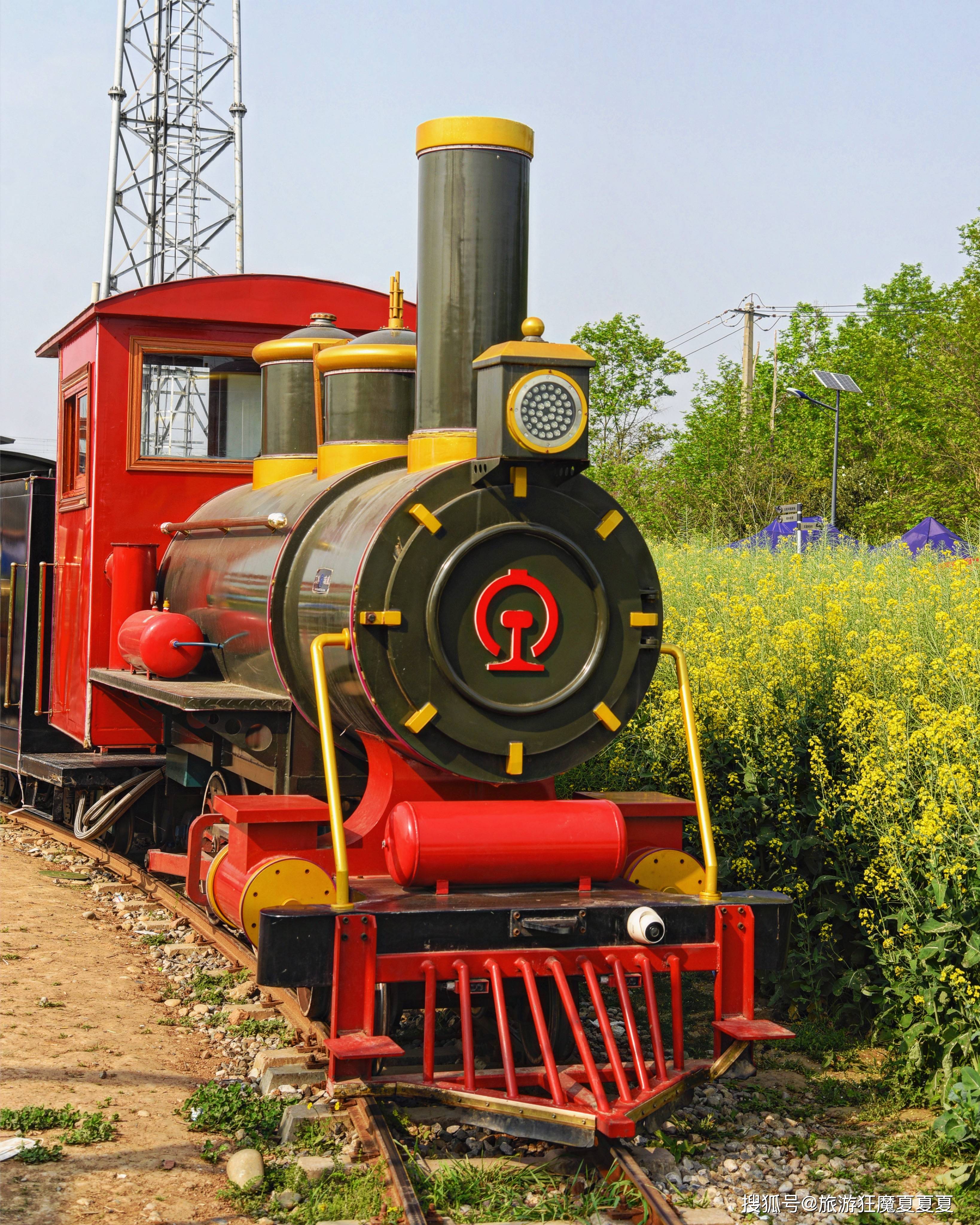 四川崇州开往春天的小火车，在油菜花海中穿行，还能与高铁相汇