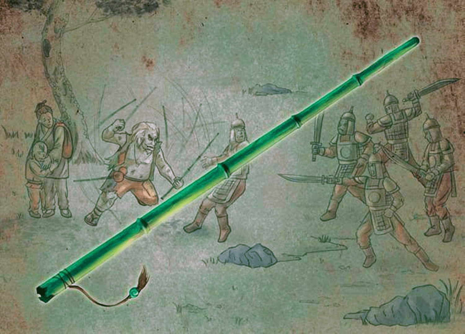 打狗棒(绿玉杖)在中印交界的大吉岭中,有一种"绿玉竹",坚逾钢铁,可御