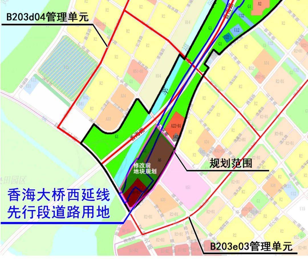 即将开建香海大桥西延线先行段控规修正湖心路要爆发