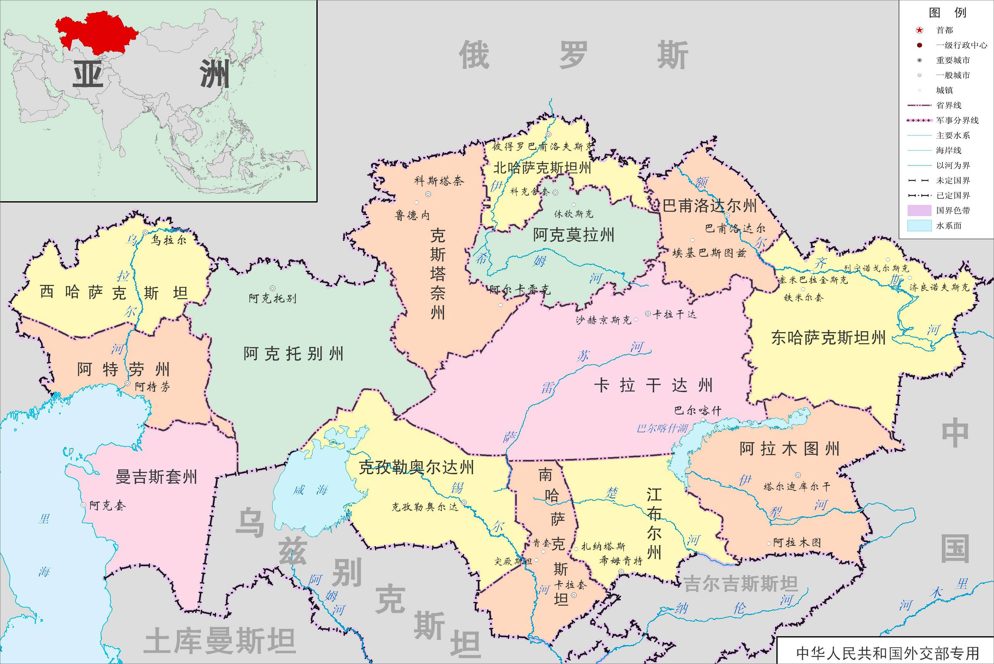 中北亚地区地图图片