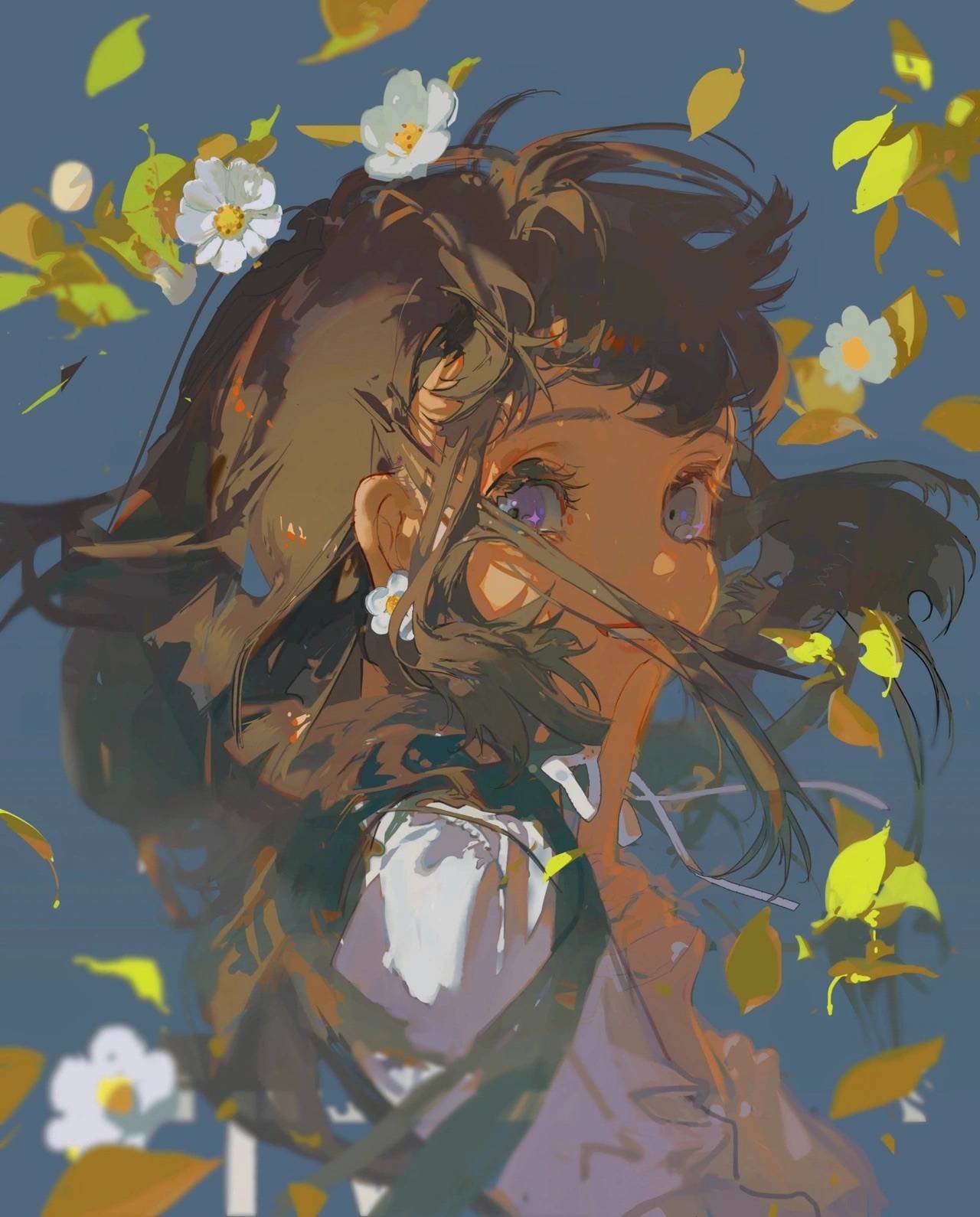 清新感十足的绿色系列美少女插画色彩纯灰对比给人抓眼球的亮点
