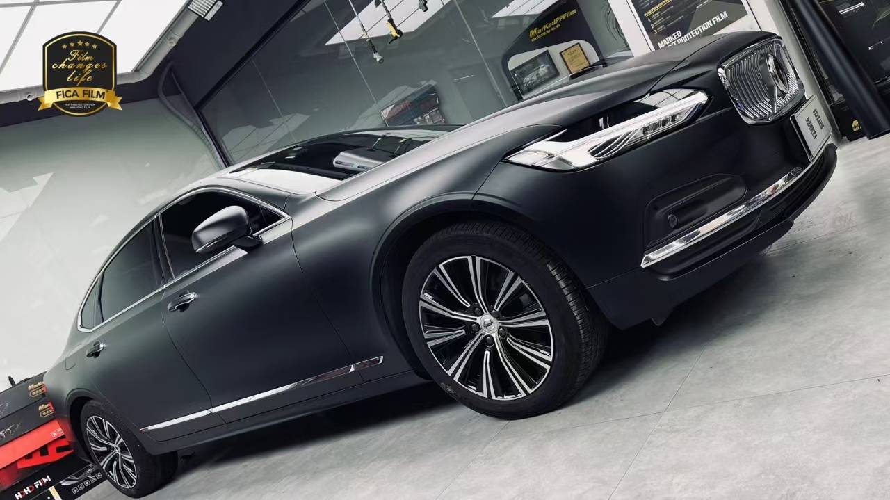 沃尔沃汽车贴膜菲卡改色膜磨砂黑