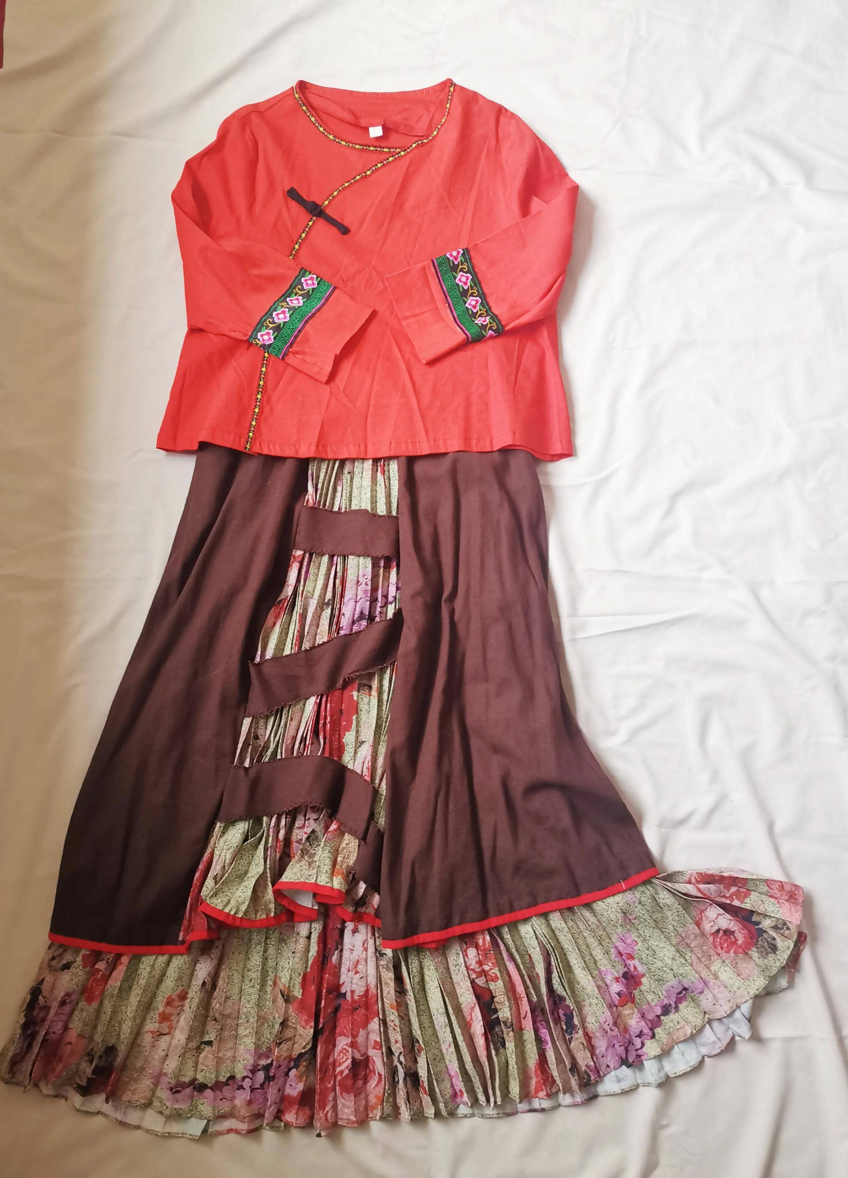 挑战有难度的旧衣改造(八):两条裙子拼一起,还你一条新裙子_衣服_棕色