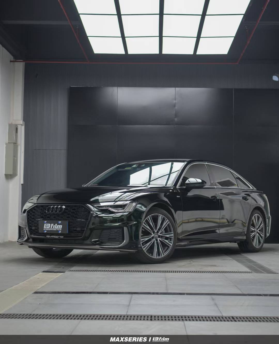 奥迪a6lbfilm改色膜原厂漆祖母石绿