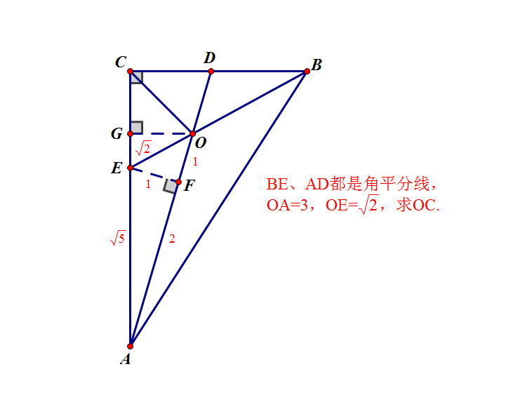 直角三角形角3条平分线交于一点 求内心到直角顶点的距离 夹角 思路 垂线