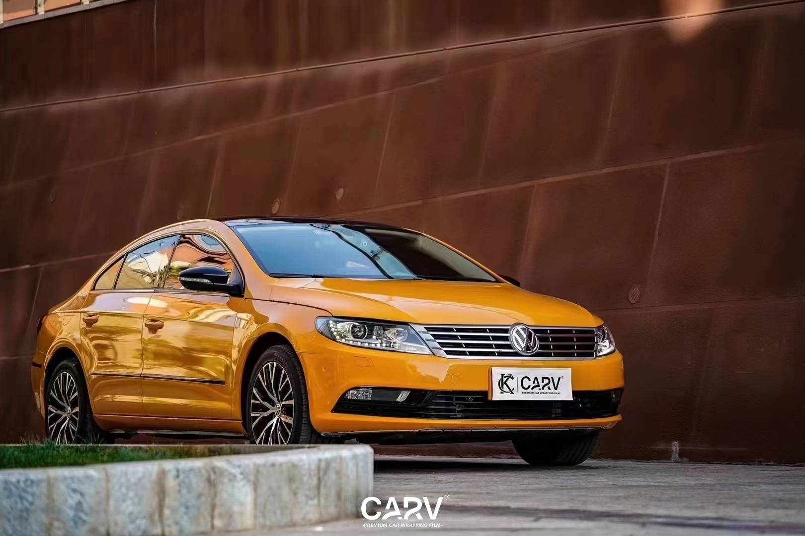 大众cc卡孚改色膜白金莫兰迪橙