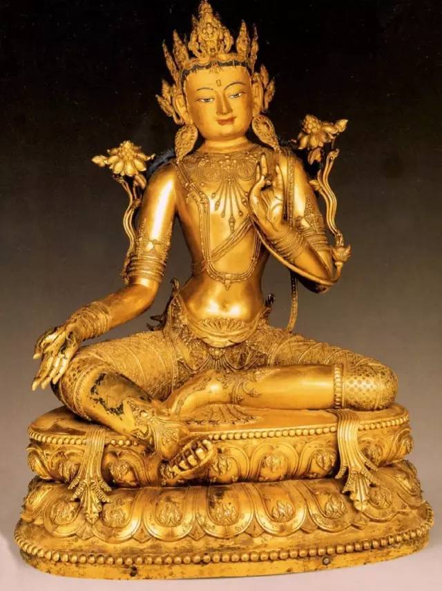 图片17 西藏布达拉宫 明永乐 铜镀金观音菩萨像 高80 公分另外,此像