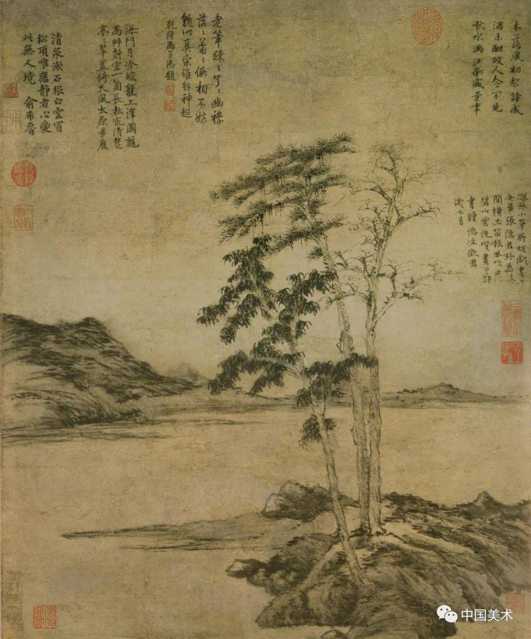 他们使中国山水画的笔墨技巧达到了一个高峰