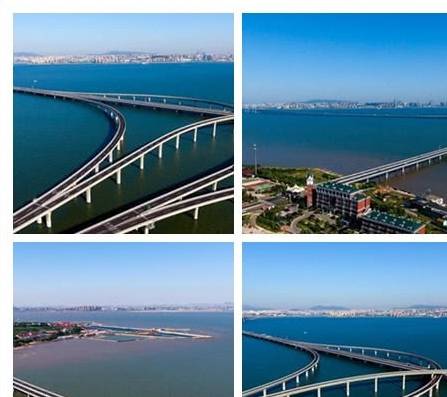 风景最美的青岛胶州湾大桥堵车现场！网友：我也要去堵车拍照