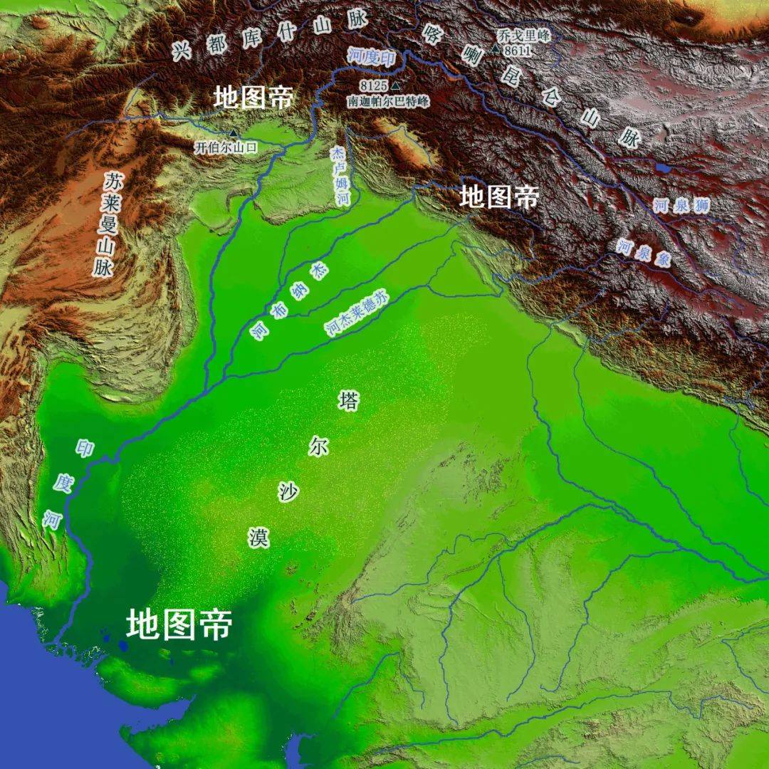 印度河上源为狮泉河(森格藏布),发源于冈底斯山脉冈仁波齐峰东北方向