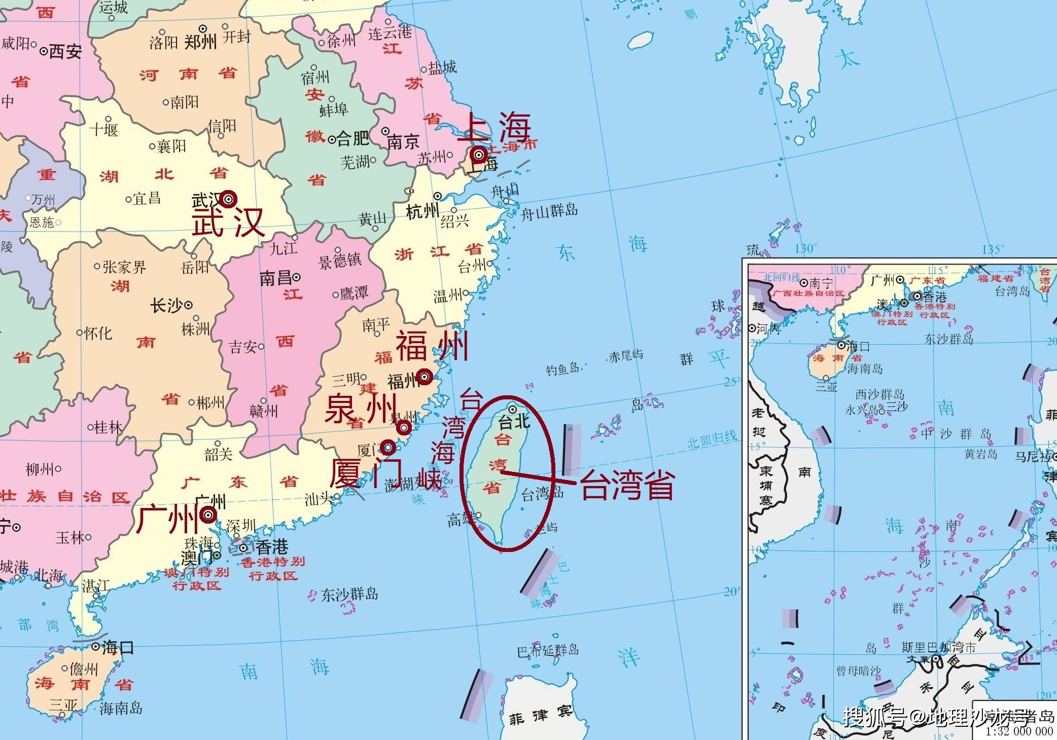 台湾海峡地图高清图图片