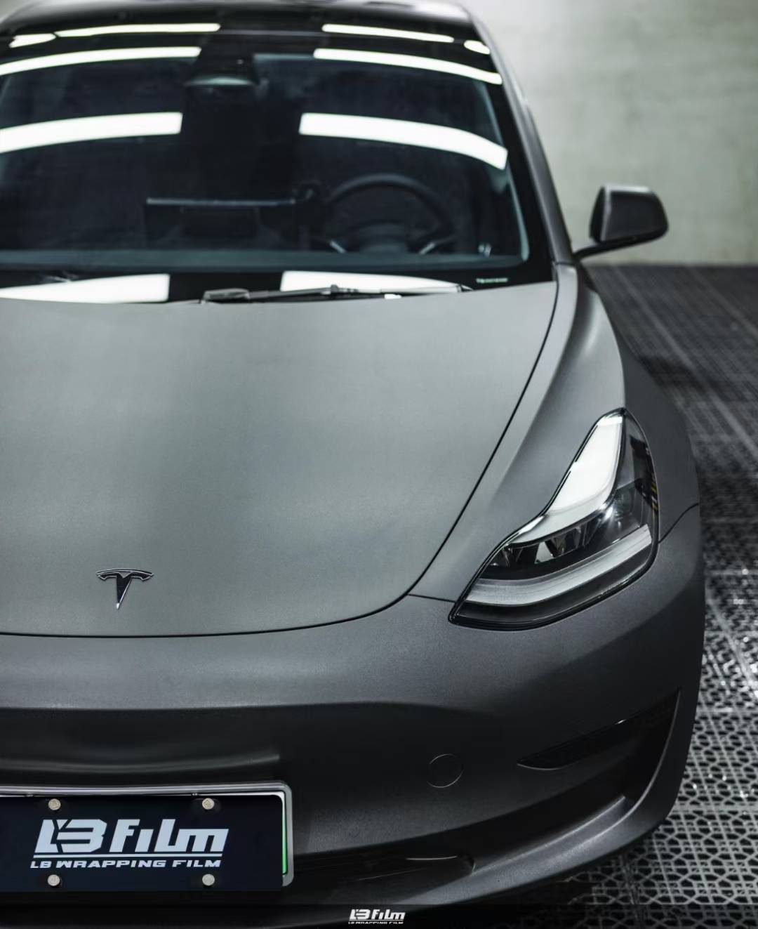 特斯拉model3lbfilm改色膜磨砂黑