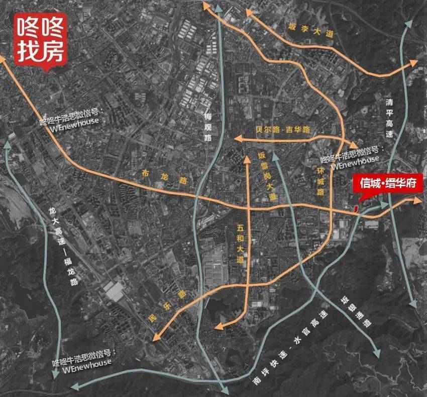 清平高速,南坪快速路,以及福龙路,梅龙路,坂银通道(鸡公山隧道)等高