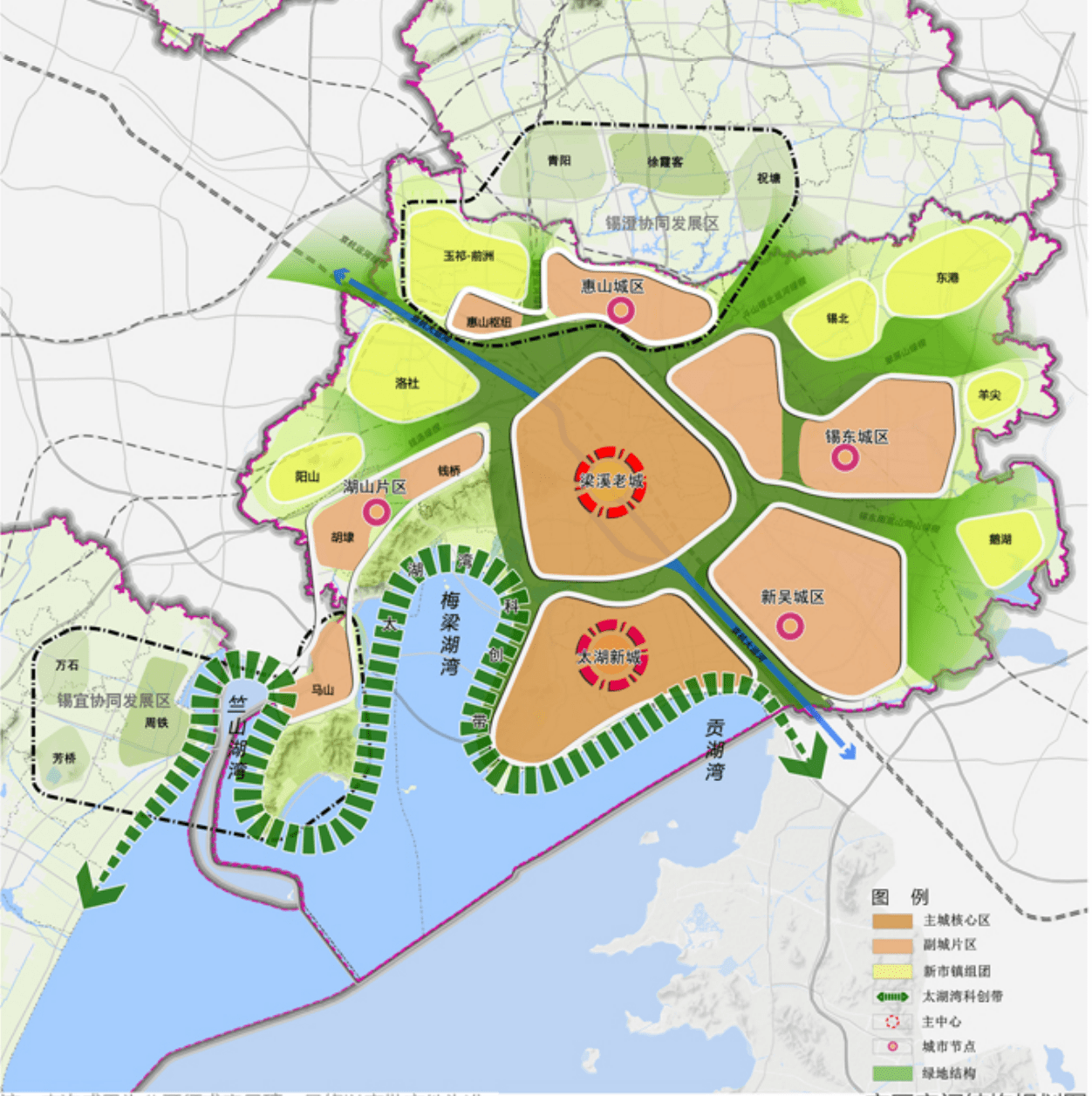 惠山新城4 個新城板塊做了重點規劃,其中,太湖新城已成為無錫的行政