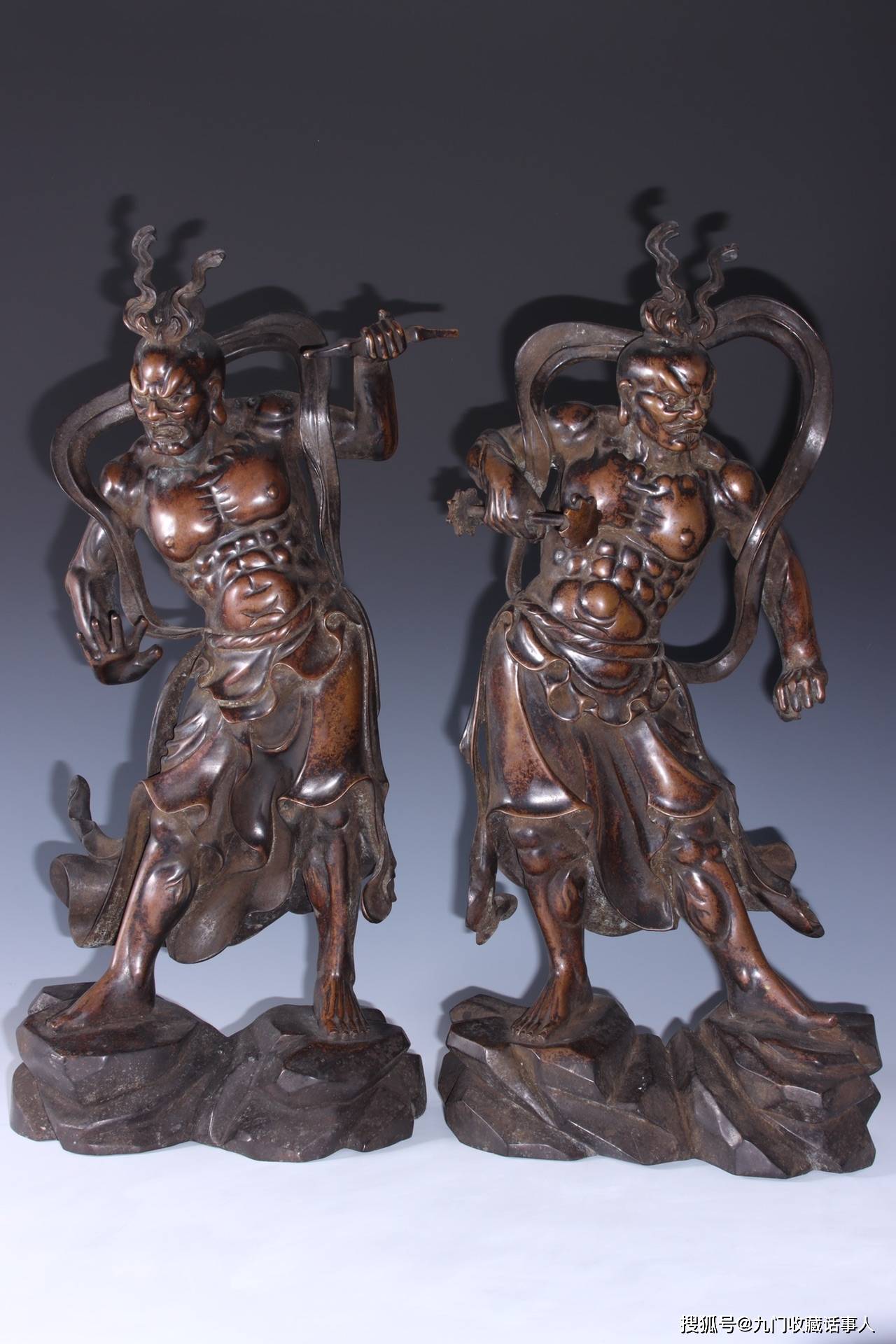 清代 铜制 哼哈二将 摆件一对_造型_cm_结印