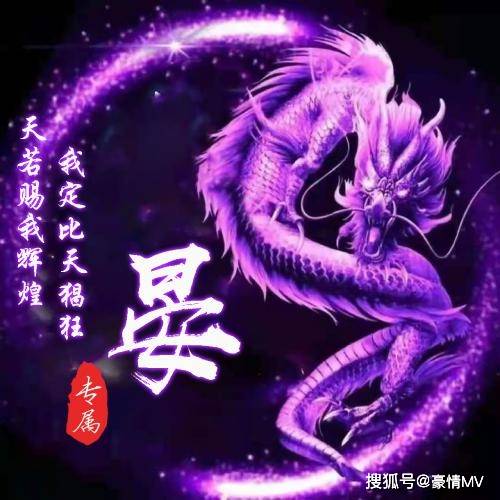 带龙的姓氏微信头像图片,非常漂亮的紫色龙加句子_整理_龙的_头像