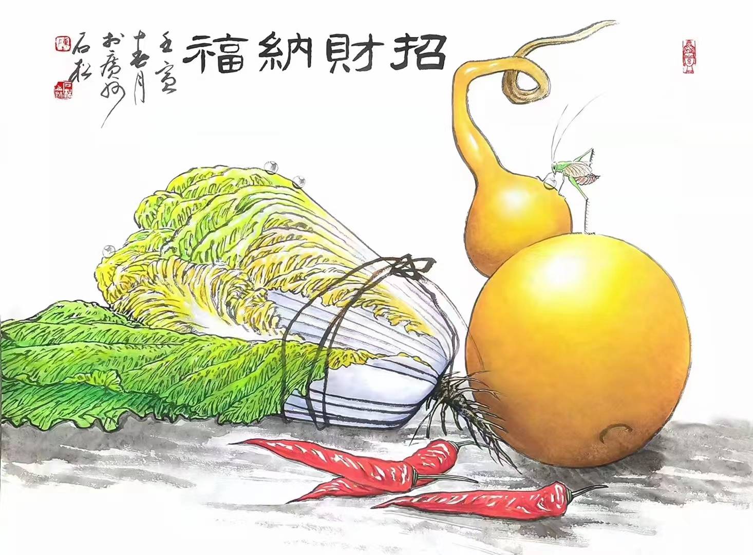 张谦,凌雪,陈石松国画白菜赏析:清白立世 百财皆来_寓意_脉络_意味
