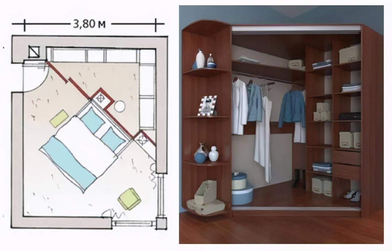 能多出一个斜角衣帽间,这简直是小户型的福音