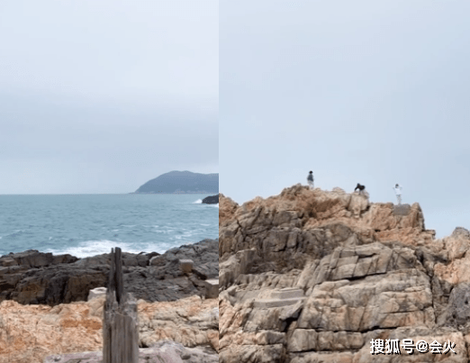 不老女神黎姿带三千金看海!站洞穴内双手叉腰