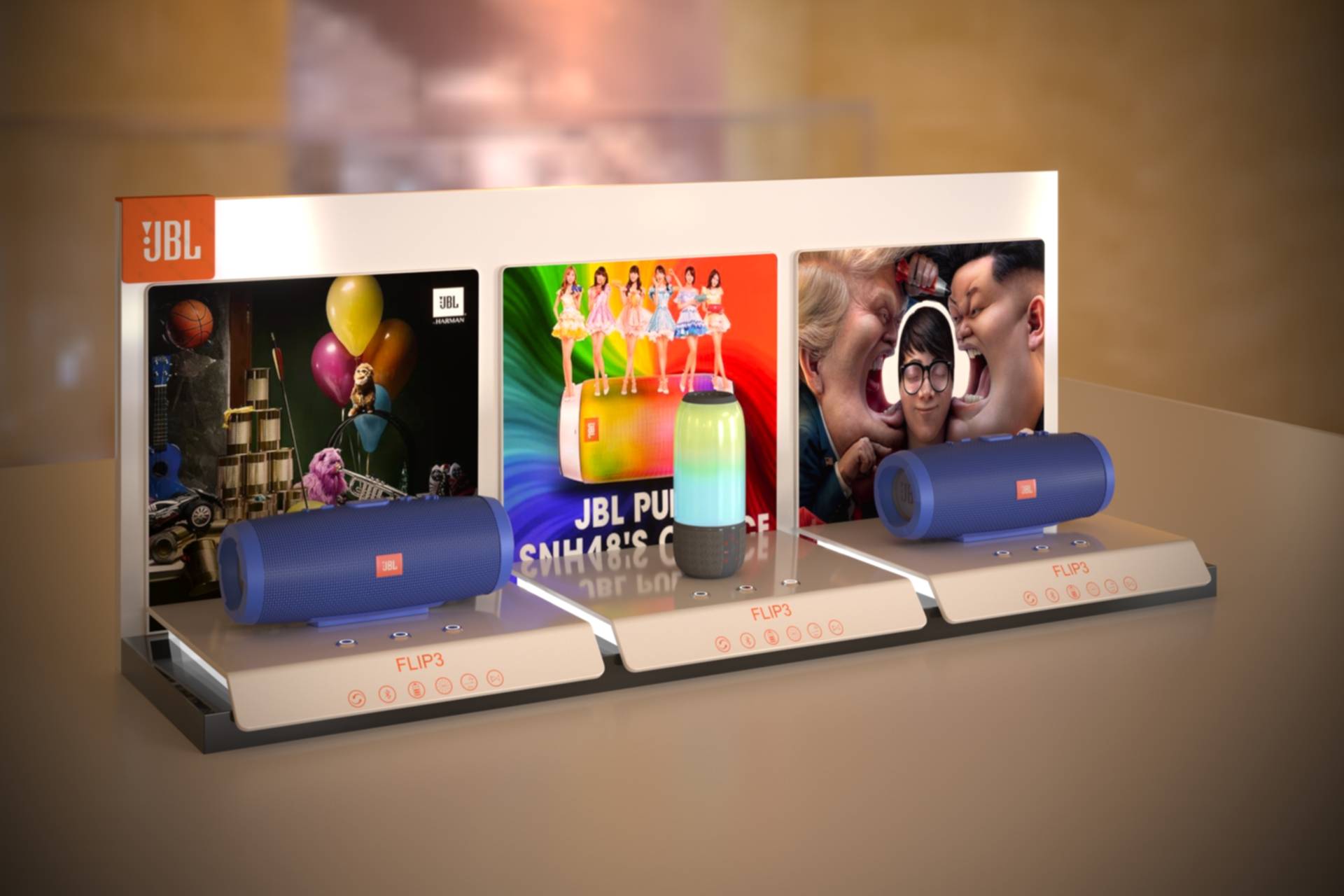 品牌展示柜设计_jbl音响展示柜效果图{东莞麦克斯}_音箱_产品_生产商