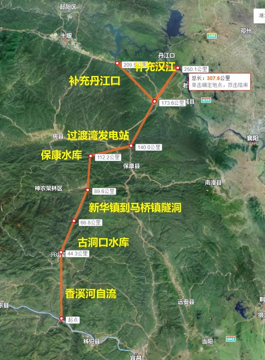 如采用河面50米宽自流,三峡大坝内的320吨水流都可以调往丹江口水库坝