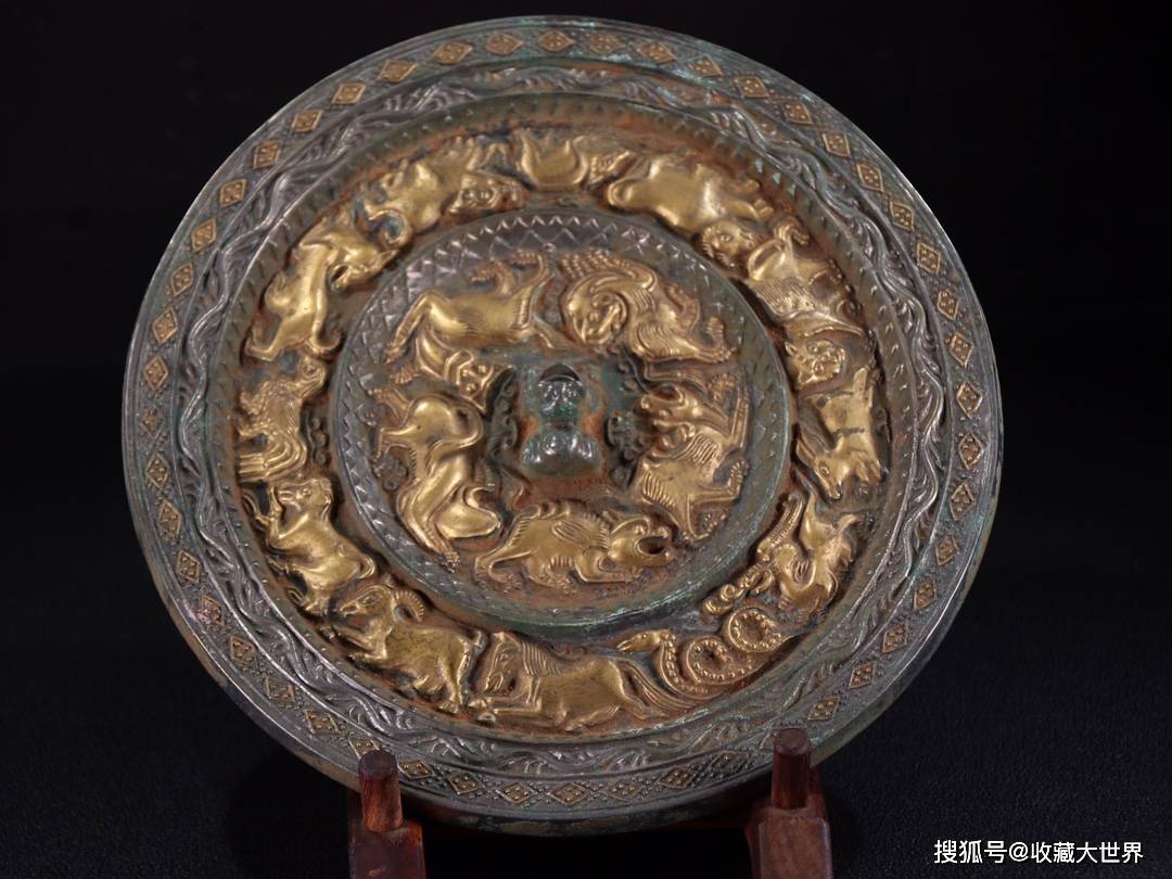 【旧藏 青铜措金 十二生肖 铜镜】_cm_价值_错金