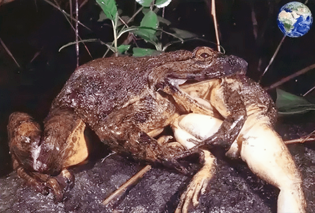 非洲巨蛙长约1米,蝌蚪有鹅蛋那么大,如今被非洲人吃到快灭绝了
