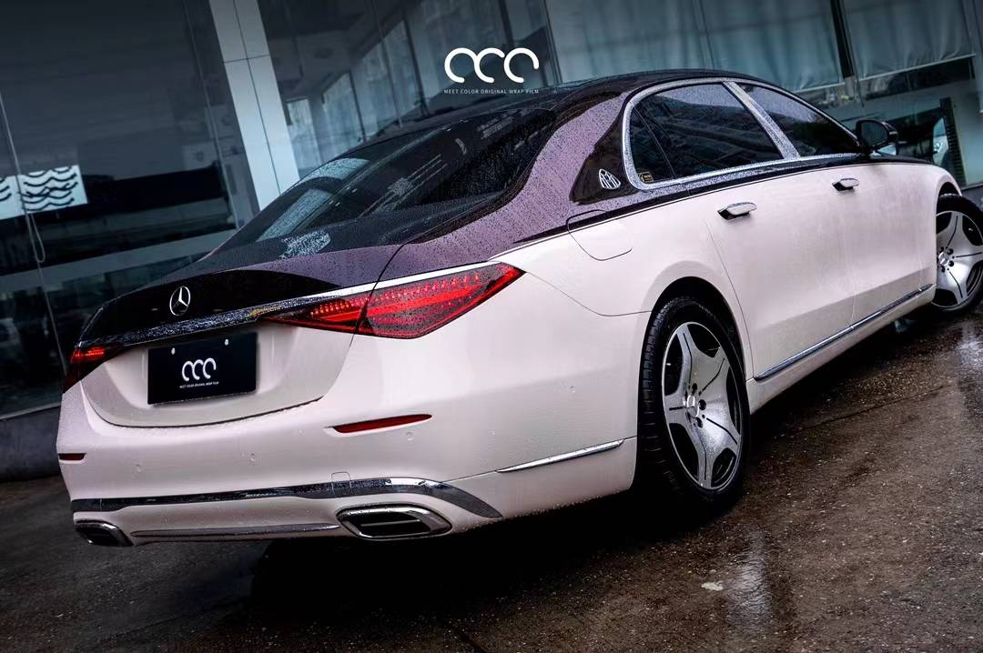 漫彩改色膜奔驰s480双拼pet星空黑魅红和超亮pet沙漠黄高级双拼