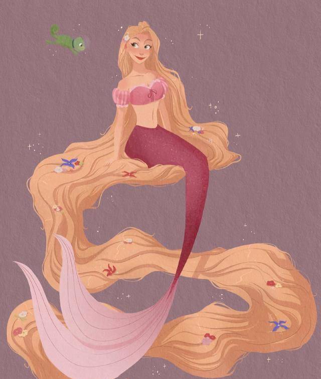 迪士尼公主的美人鱼造型,爱丽儿公主是原版,仙蒂公主颜值巅峰_尾巴