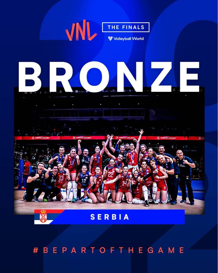 千呼万唤始出来~2022世界女排联赛冠亚季军海报_铜牌_斯特瓦诺维奇