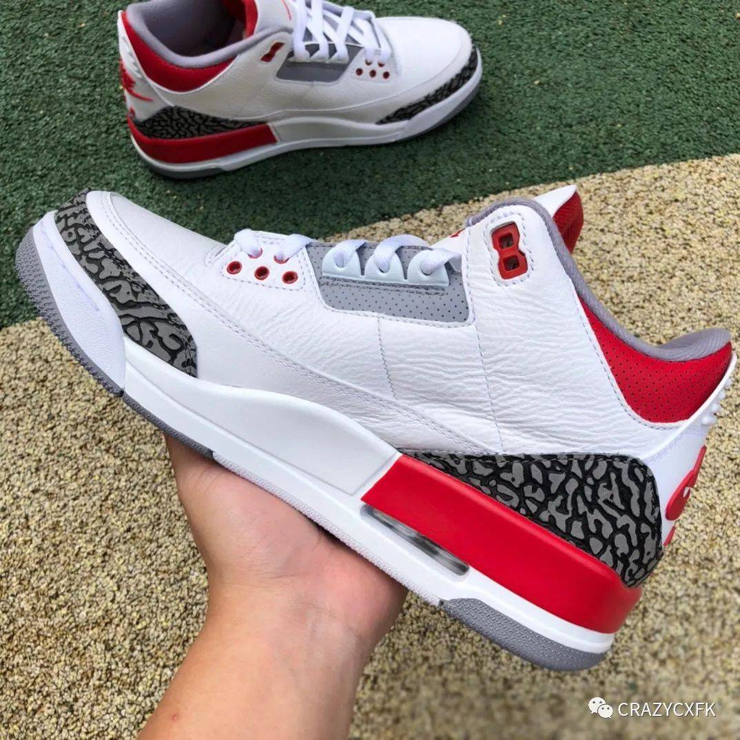 乔丹Air Jordan 3 OG Fire Red White Cement Grey Black 流川枫火红