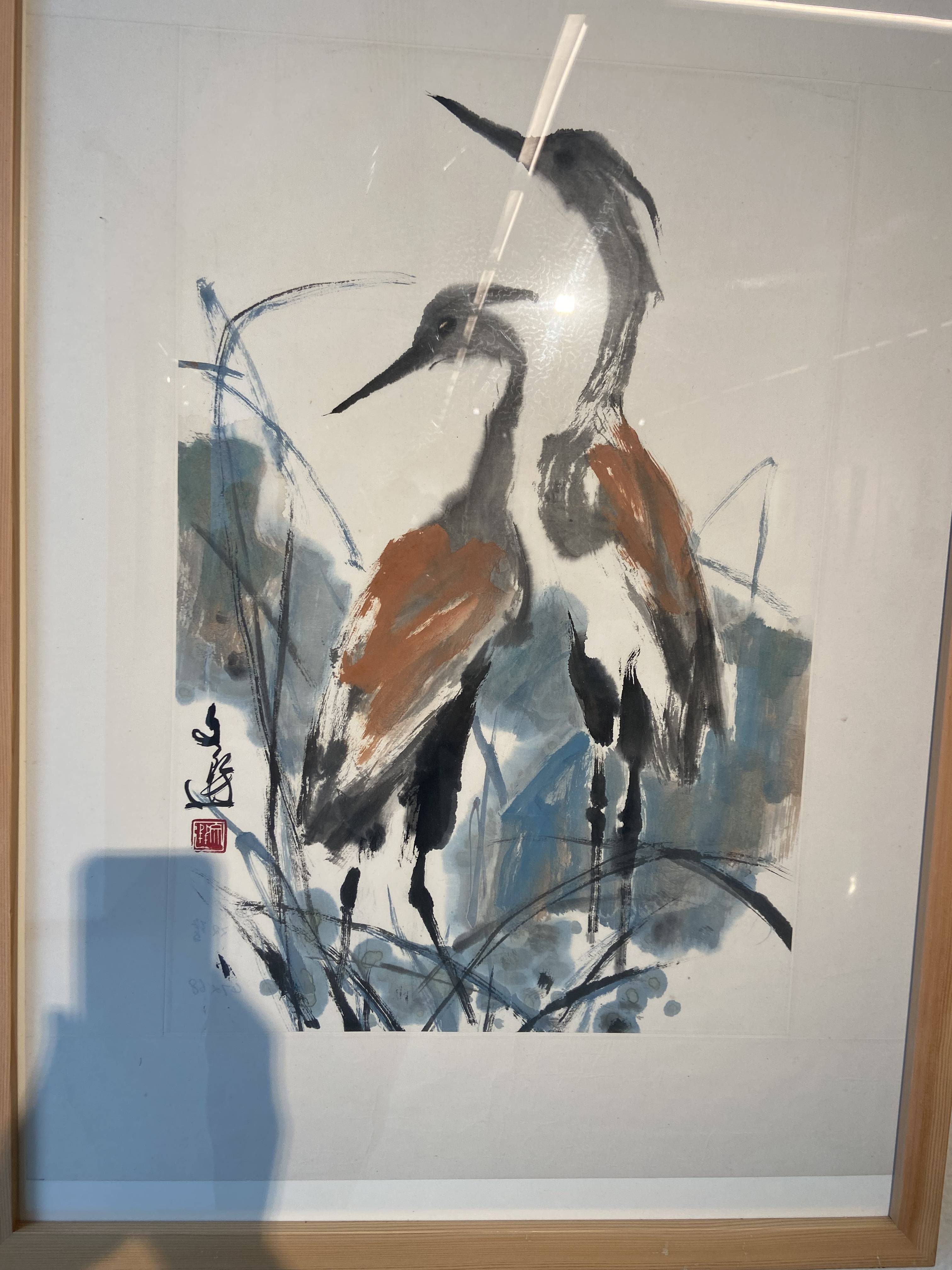 画家郭石夫先生和朱墨竹创始人陈培华合影美术家杂志社主编王仲先生和